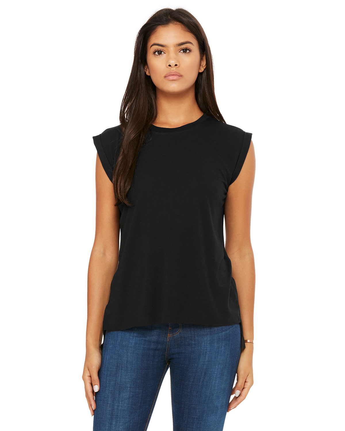 Bella + Canvas Ladies' Flowy Muscle T-Shirt with Rolled Cuff
