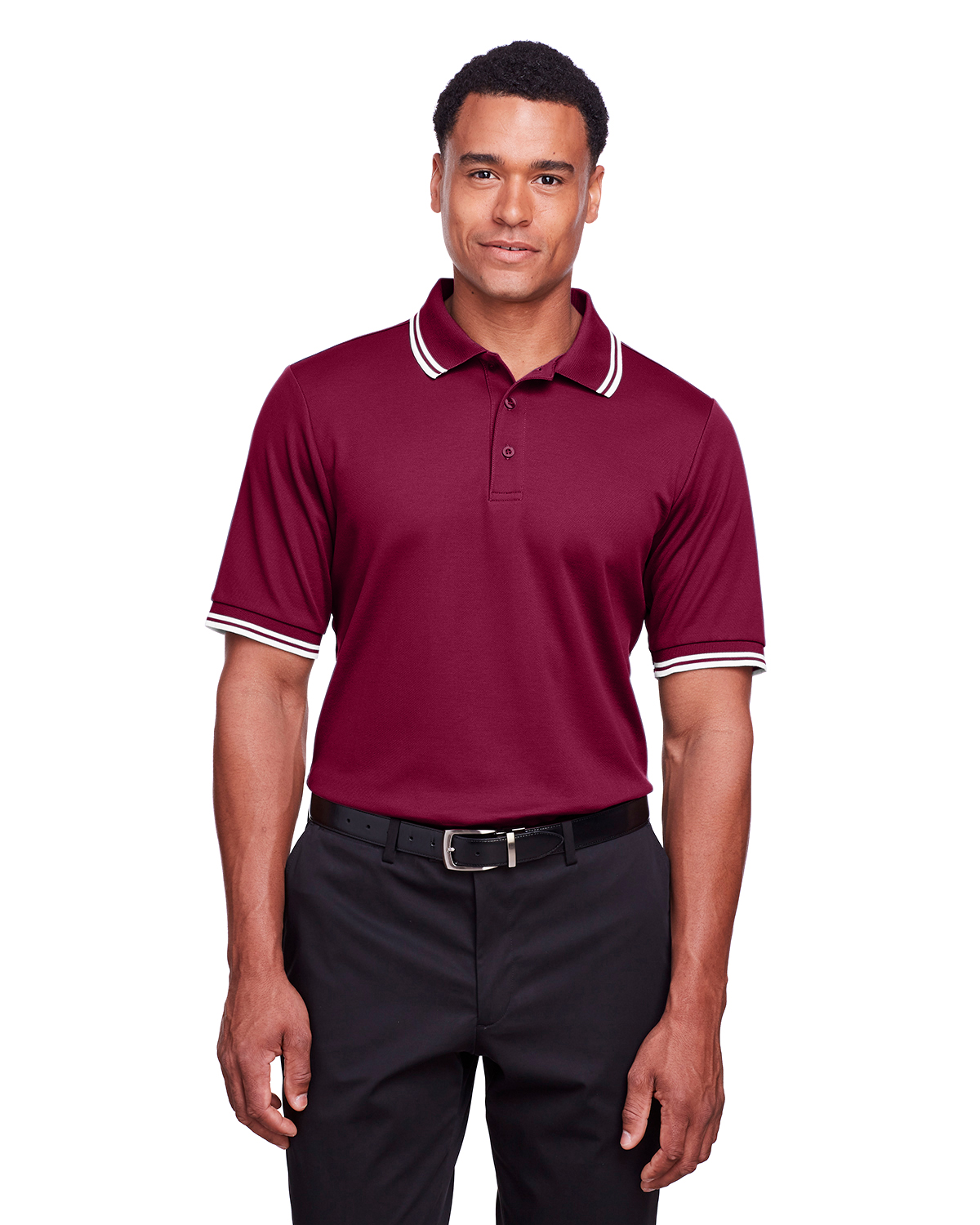 Devon & Jones Mens CrownLux Performance Plated Tipped Polo