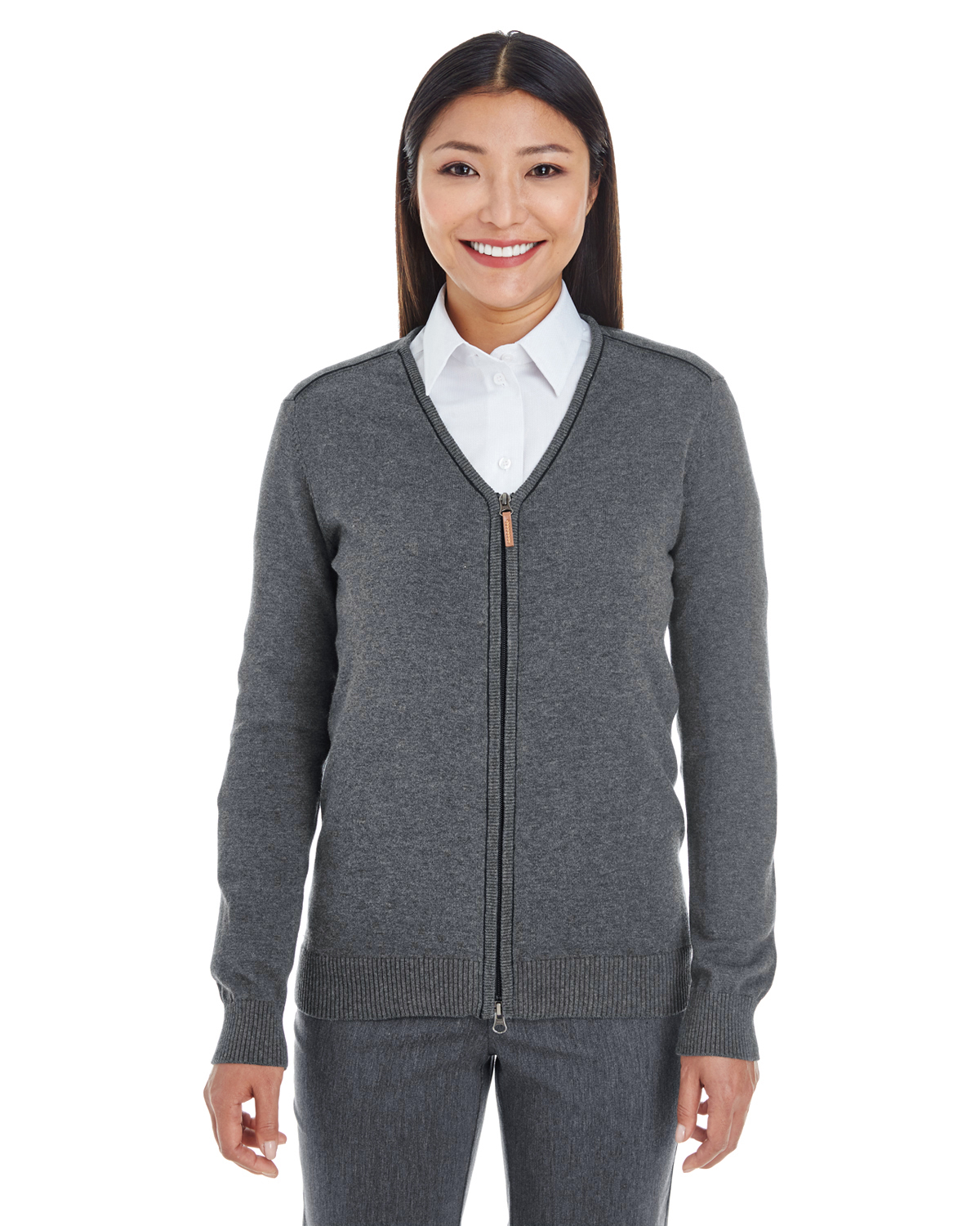Devon & Jones Ladies' Manchester Fully-Fashioned Full-Zip Sweater