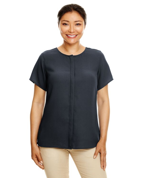 Devon & Jones Ladies Perfect Fit Short-Sleeve Crepe Blouse