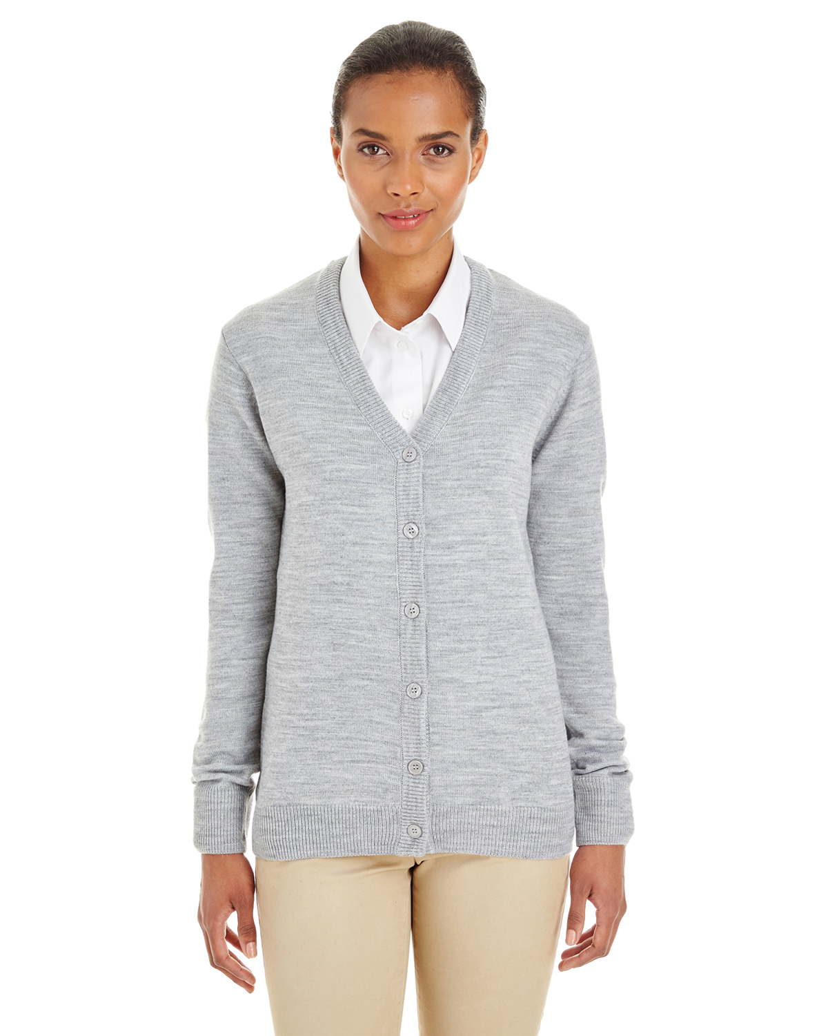 Harriton Ladies' Pilbloc V-Neck Button Cardigan Sweater