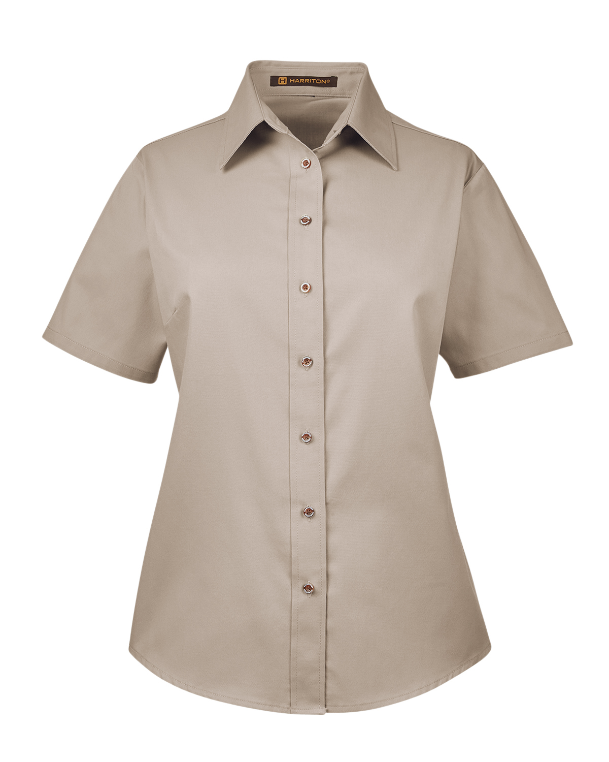 CLEARANCE ITEM Harriton Ladies Easy Blend Short-Sleeve Twill Shirt with Stain-Release