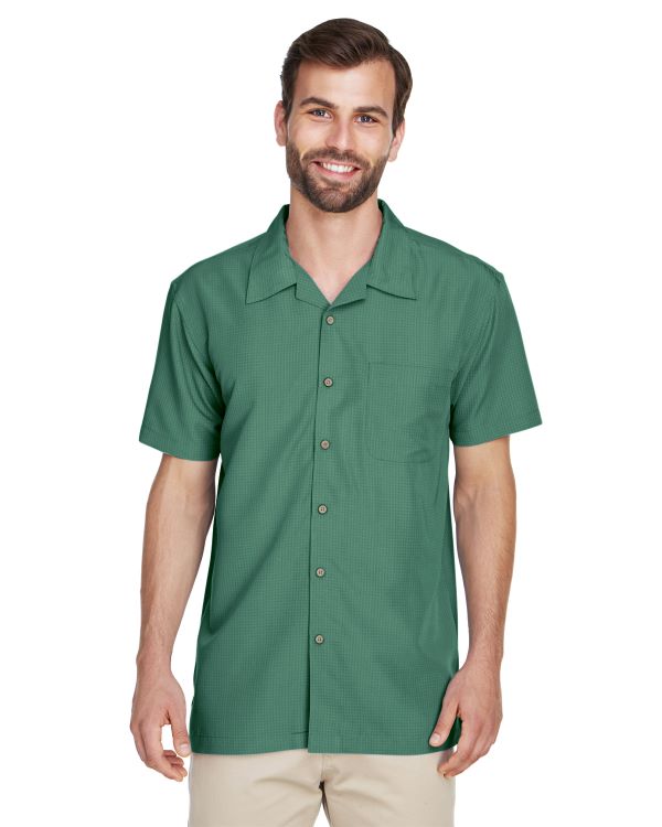 Harriton Mens Barbados Textured Camp Shirt