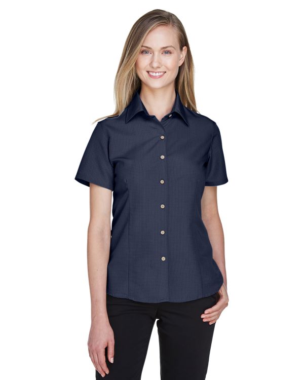 Harriton Ladies Barbados Textured Camp Shirt
