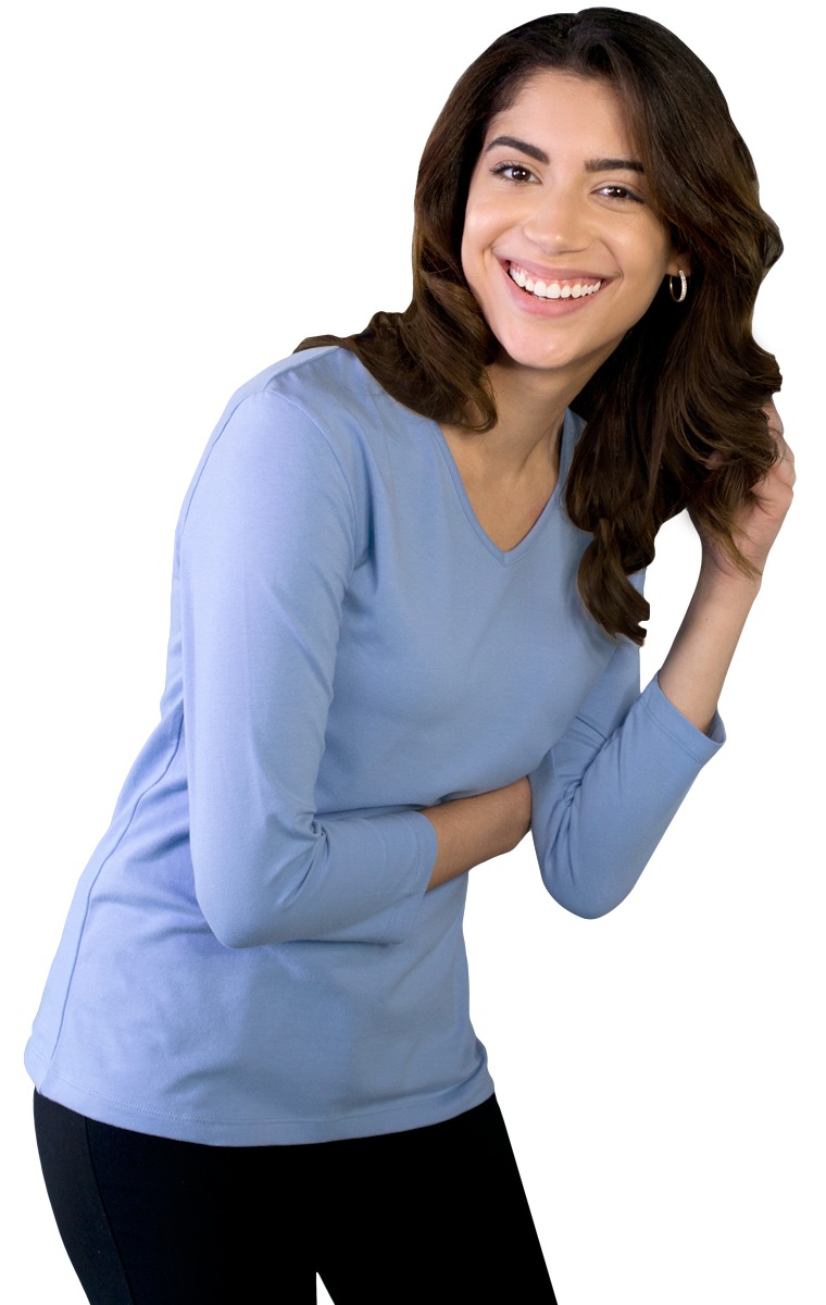 Ladies Three Quarter Sleeve V-Neck