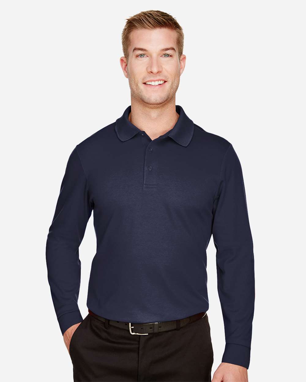 Mens CrownLux Performance Tall Plaited Long Sleeve Polo