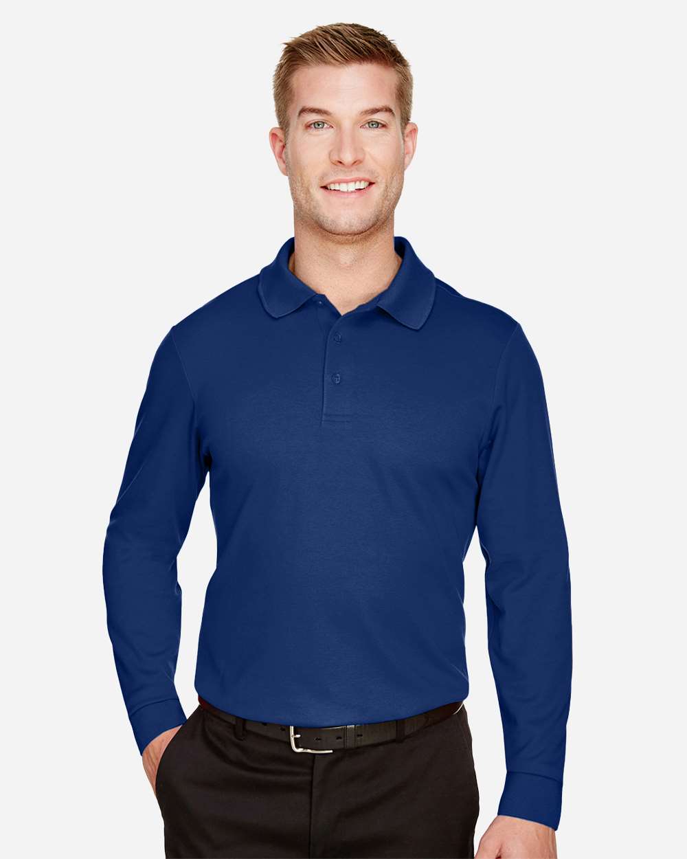 Mens CrownLux Performance Tall Plaited Long Sleeve Polo