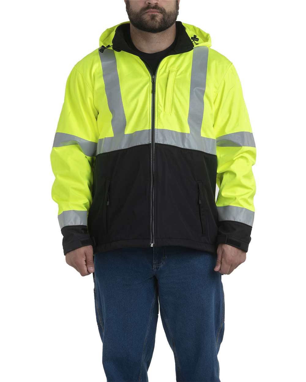 Tall Hi-Vis Class 3 Hooded Soft Shell Jacket